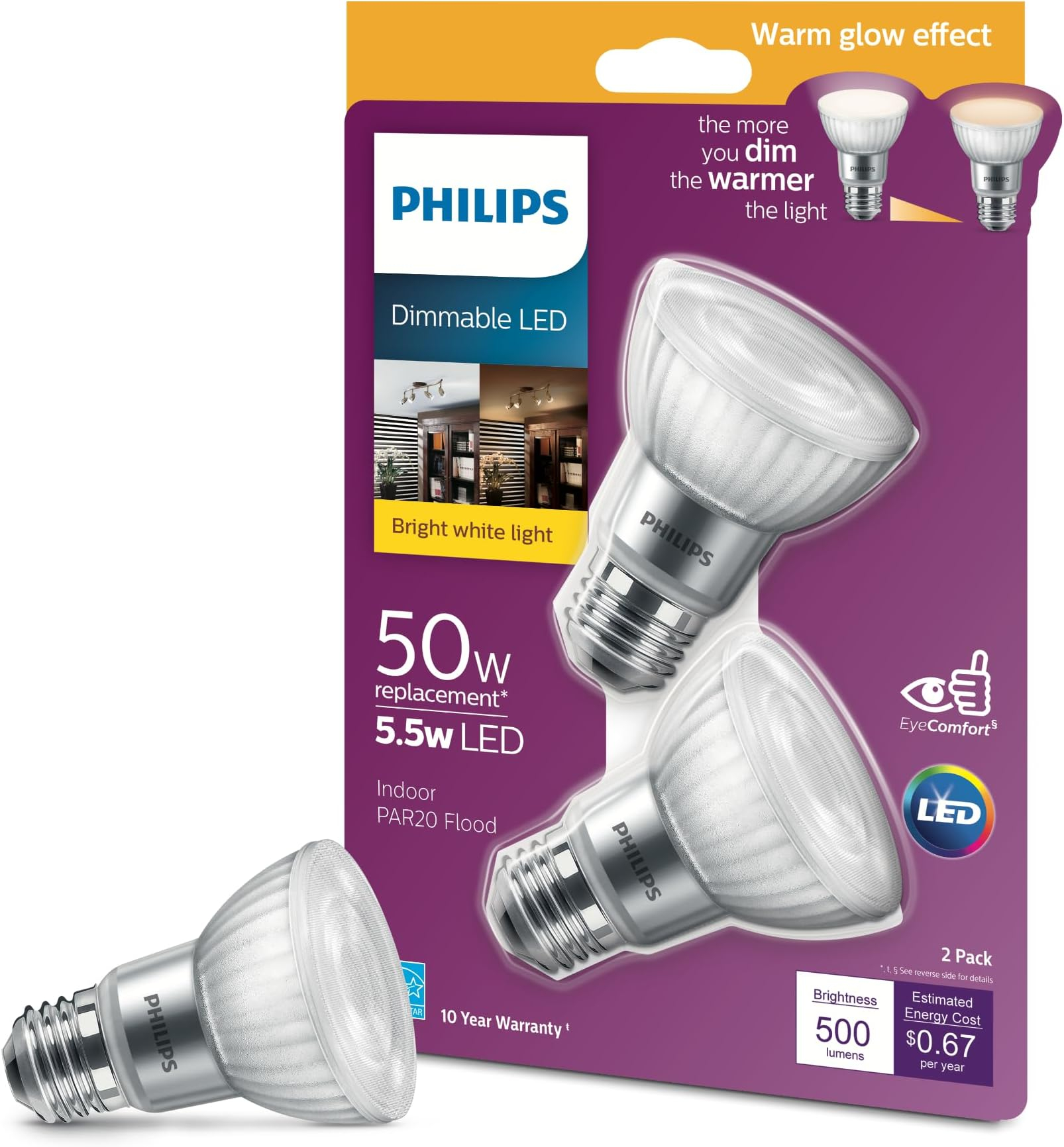 Philips Led Flicker-Free High Lumen Br30, Dimmable Warm Glow Effect ... pertaining to What electricians recommend for completely buzz free LED dimming this year
