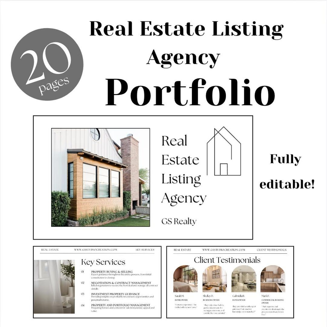 Real Estate Portfolio Template | 20 Pages Editable Presentation For ... for Professional Real Estate Photography