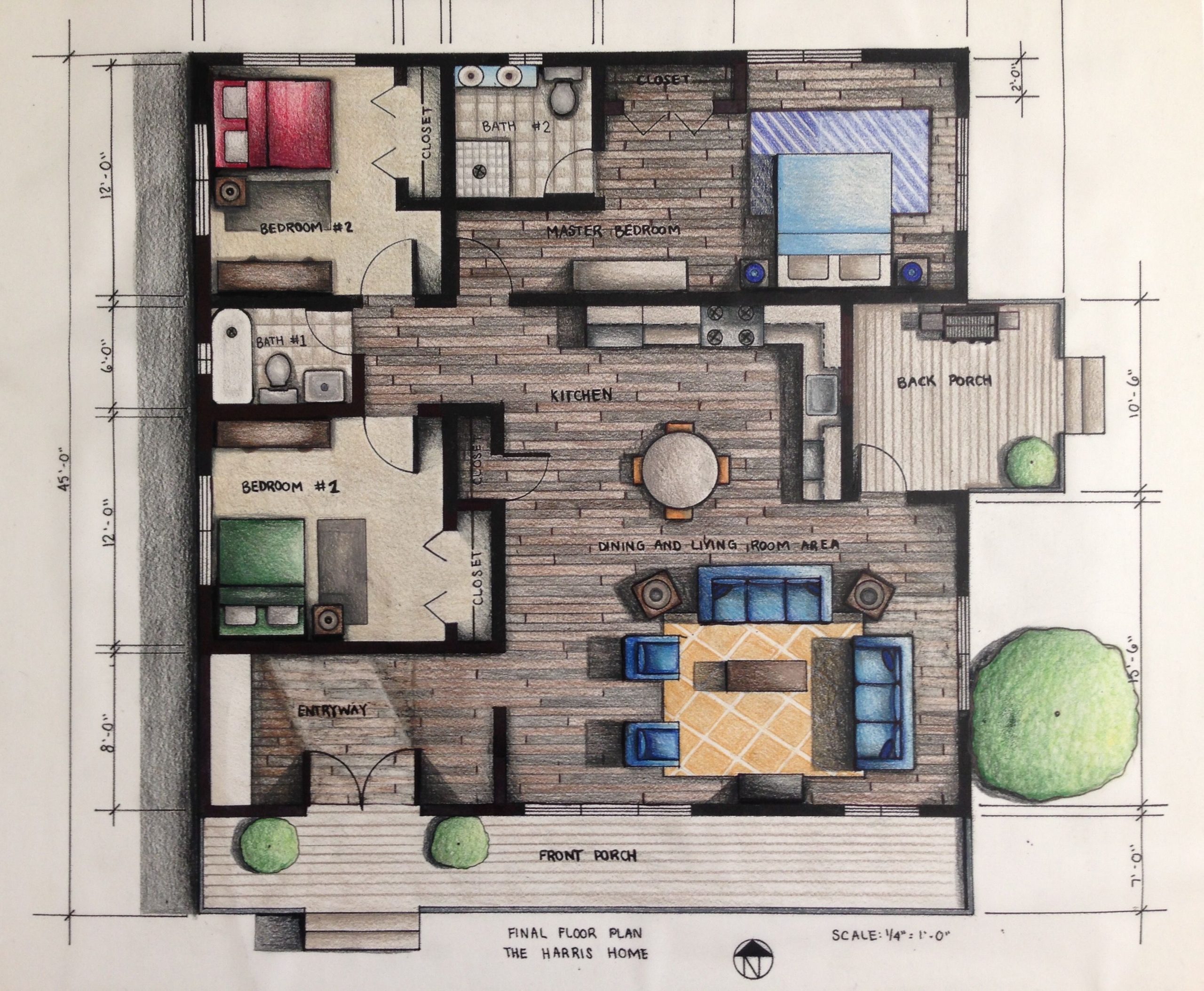 Rendered Floor Plan || Hand Rendered Using Prismacolor Pencils || Done ... pertaining to Turning Simple Floor Plans into Viral Content for Interior Designers