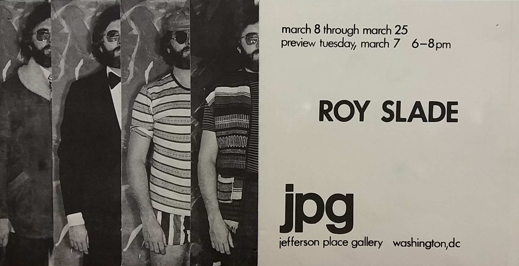 Roy Slade, Exhibition Announcement, 1972 | Jefferson Place Gallery with Roy Slade Color Palette Collection