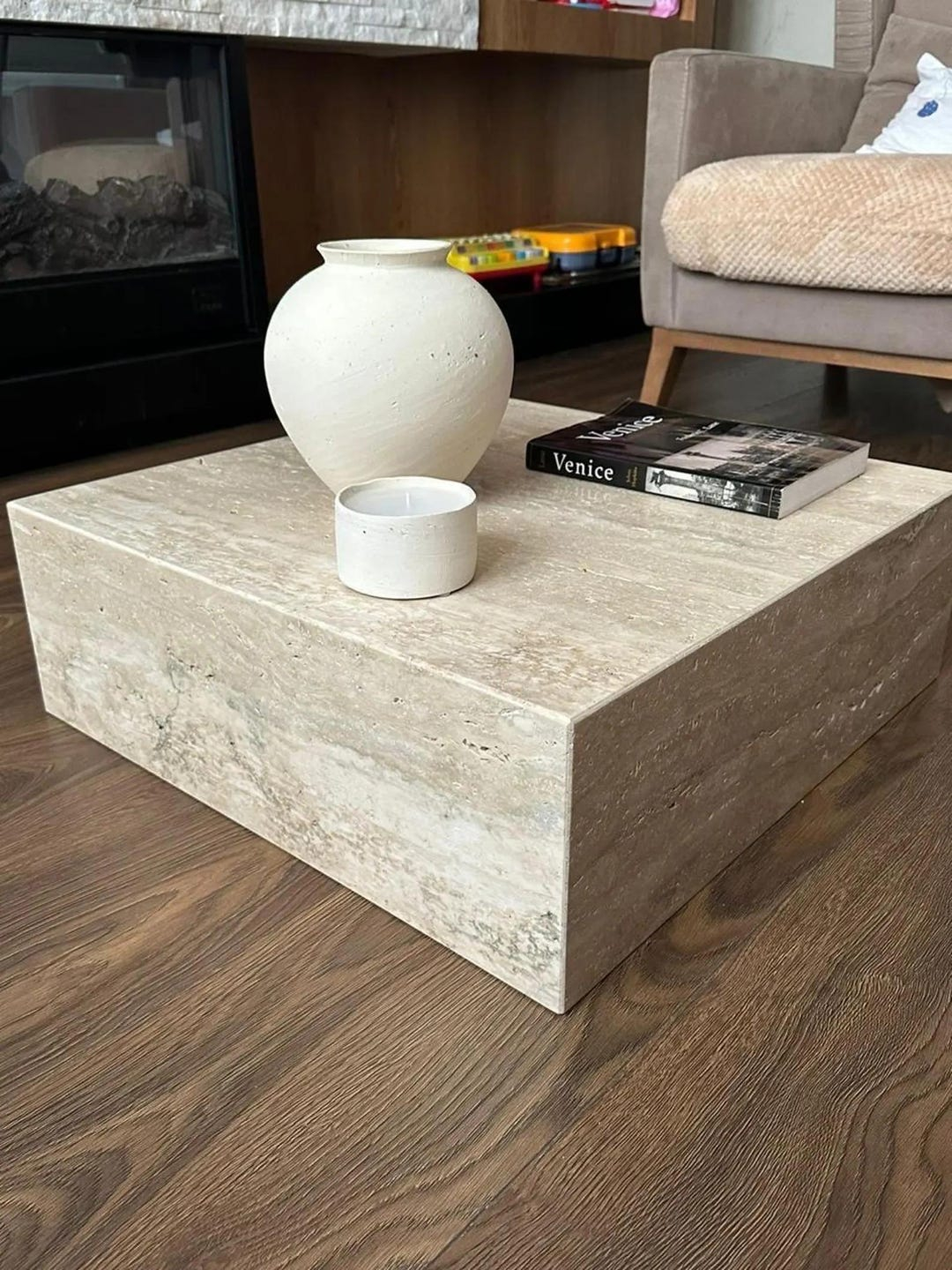 Rustic Travertine Coffee Table, Natural Travertine Living Room Table ... within Travertine Coffee Table Styling