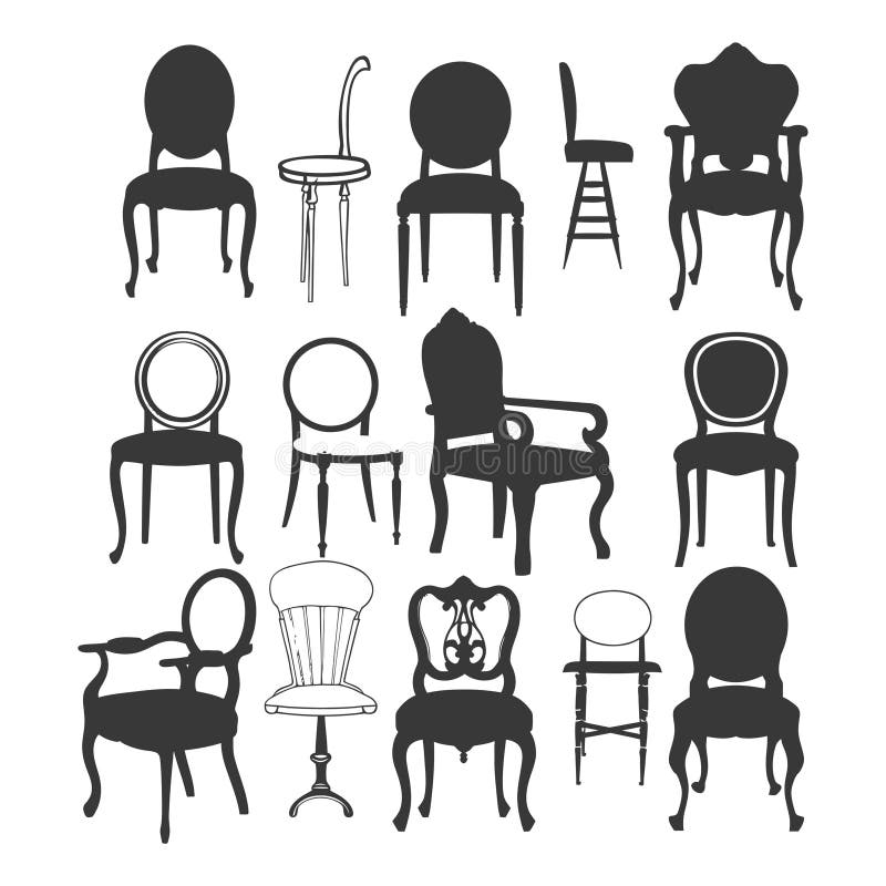 Set Of Chair Silhouettes Stock Illustration. Illustration Of Blank ... in Acrylic Ghost Chair Decor Ideas