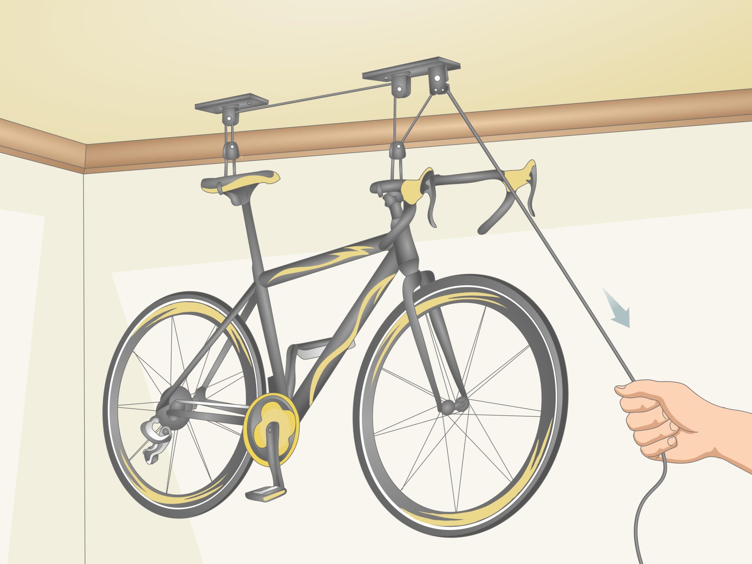 Simple Ways To Hang Bikes From The Ceiling (With Pictures) | Diy ... throughout Bike Storage Garage Ceiling