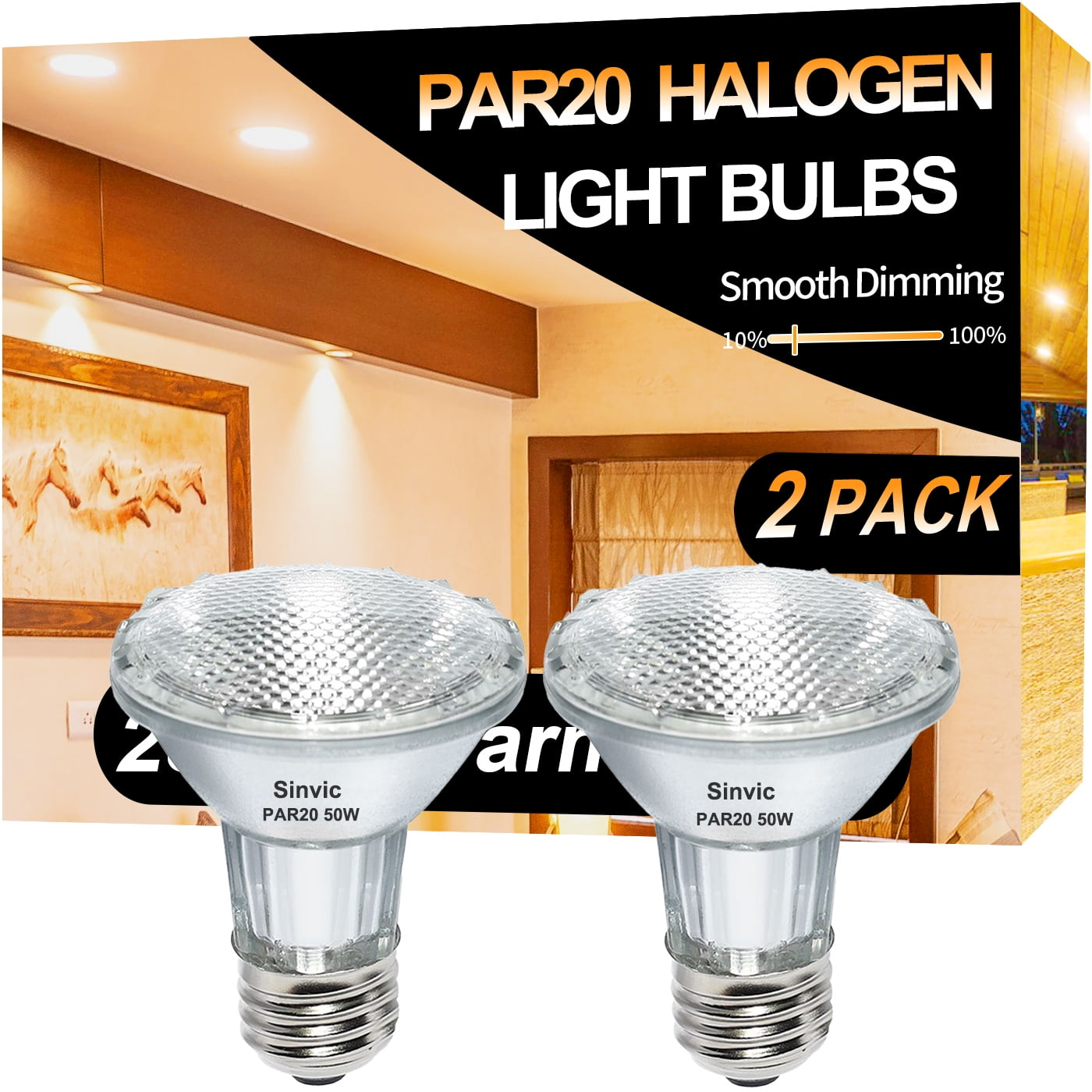Sinvic 2Pcs Par20 50W 120V Dimmable Halogen Bulb, E26 Indoor/Outdoor ... for Is the Warm Glow of Halogen Worth the Energy Bill in 2026