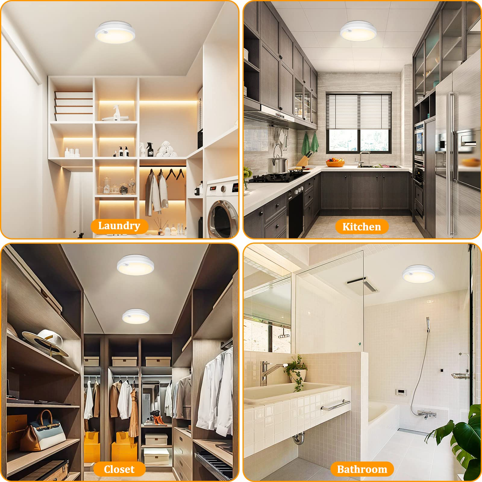 Snapklik.com : 2-Pack Battery Operated Motion Sensor Led Ceiling Lights ... within How to Choose the Right Motion Sensor Light for Your Pantry Layout