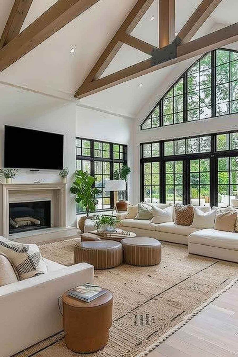 Spacious Modern Living Room With Vaulted Ceilings And Natural Light | Iç Tasarım, Tasarım throughout Balancing Openness and Intimacy in Modern High Ceiling Great Rooms