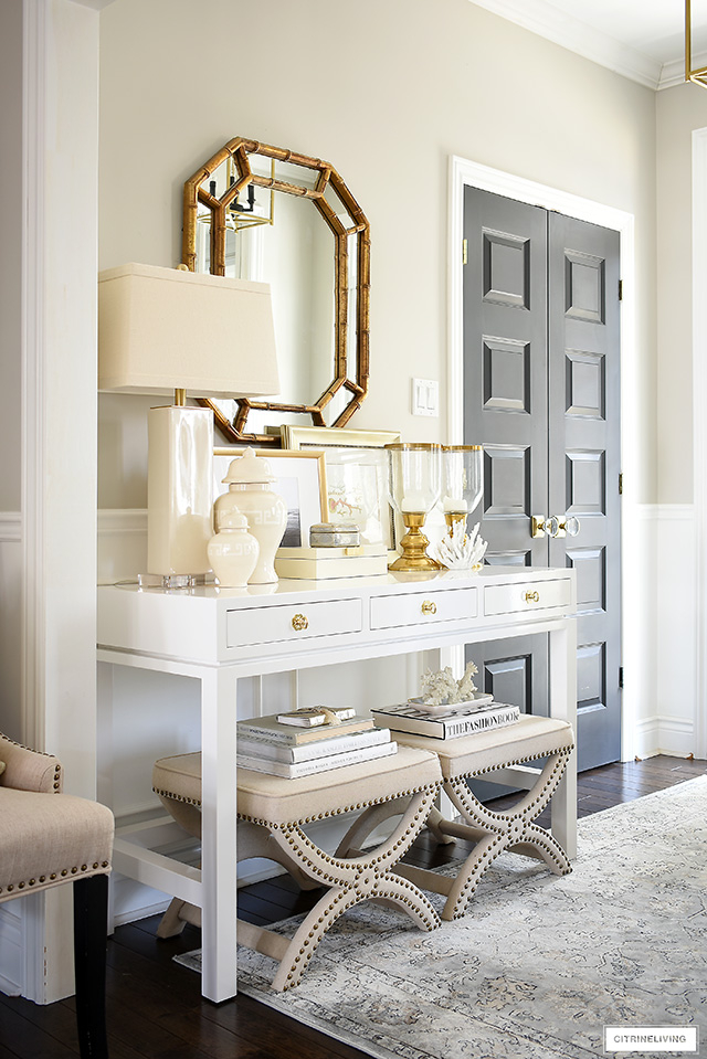 Style A Console Table: 3 Gorgeous Looks! - Citrineliving intended for How To Style A Console Table