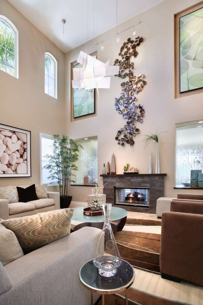 Tall Living Room Wall Decorating Ideas regarding Vaulted Ceiling Decoration