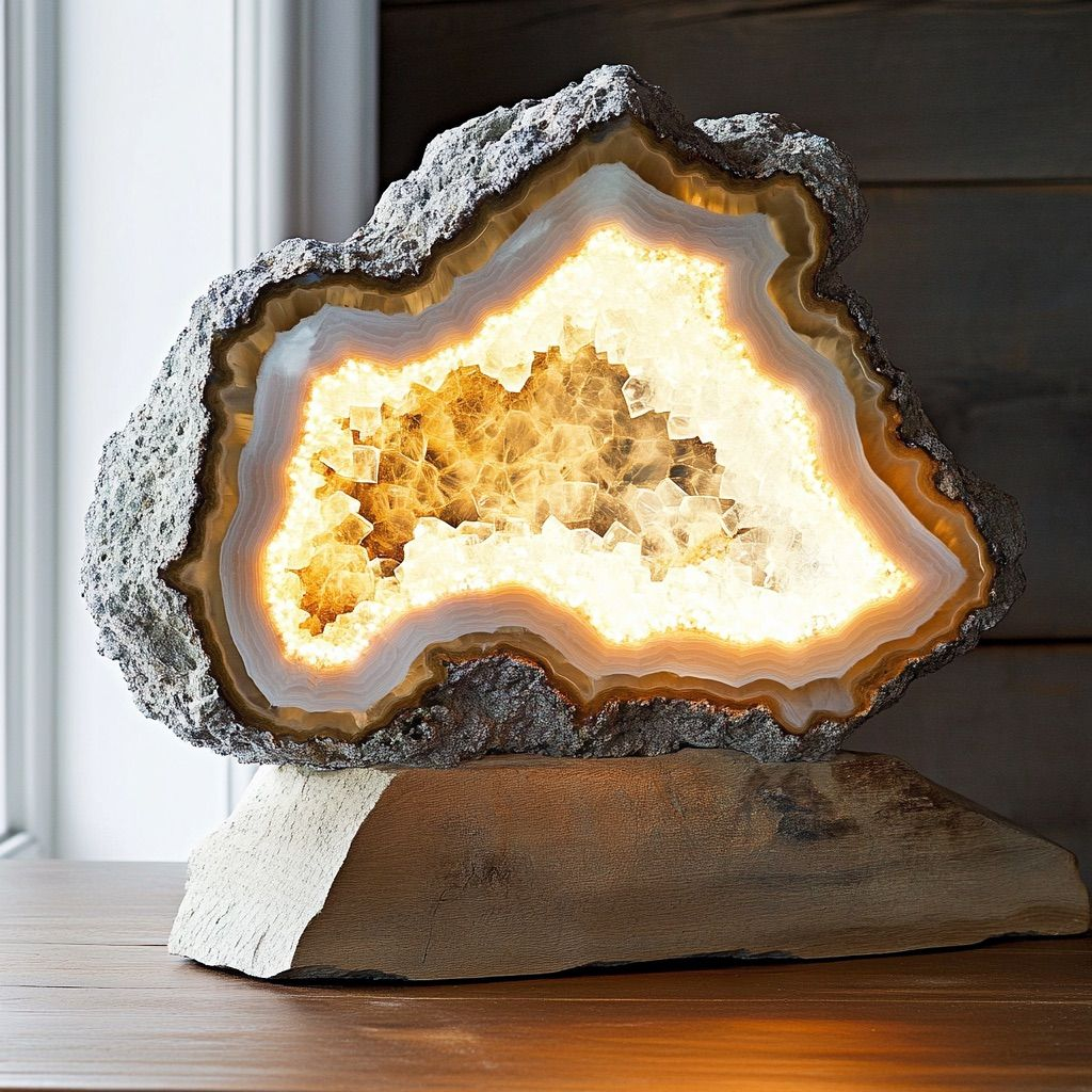 The Geode Lamp Is A Stunning Fusion Of Nature And Light, Inspired By ... within The Quiet Power of Raw Geodes as Modern Interior Focal Points