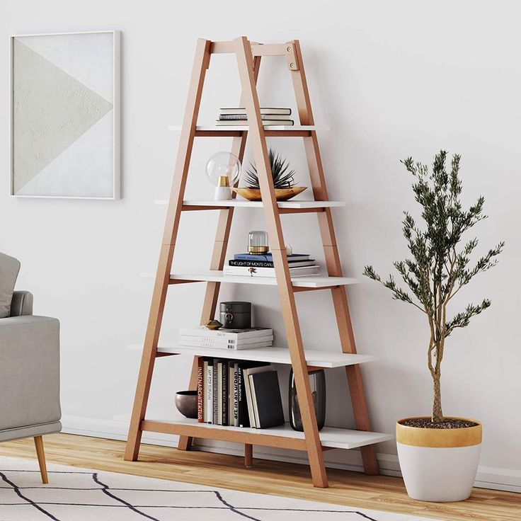 These Modern Bookcases Will Fix Your Clutter Once And For All | Wooden ... throughout Why Your Ladder Shelf Feels Cluttered and How to Fix It Today