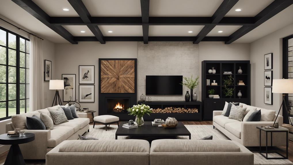Transform Your Living Room With Black Ceiling Beams regarding Transforming Your Living Room with Handcrafted Cast Stone Details