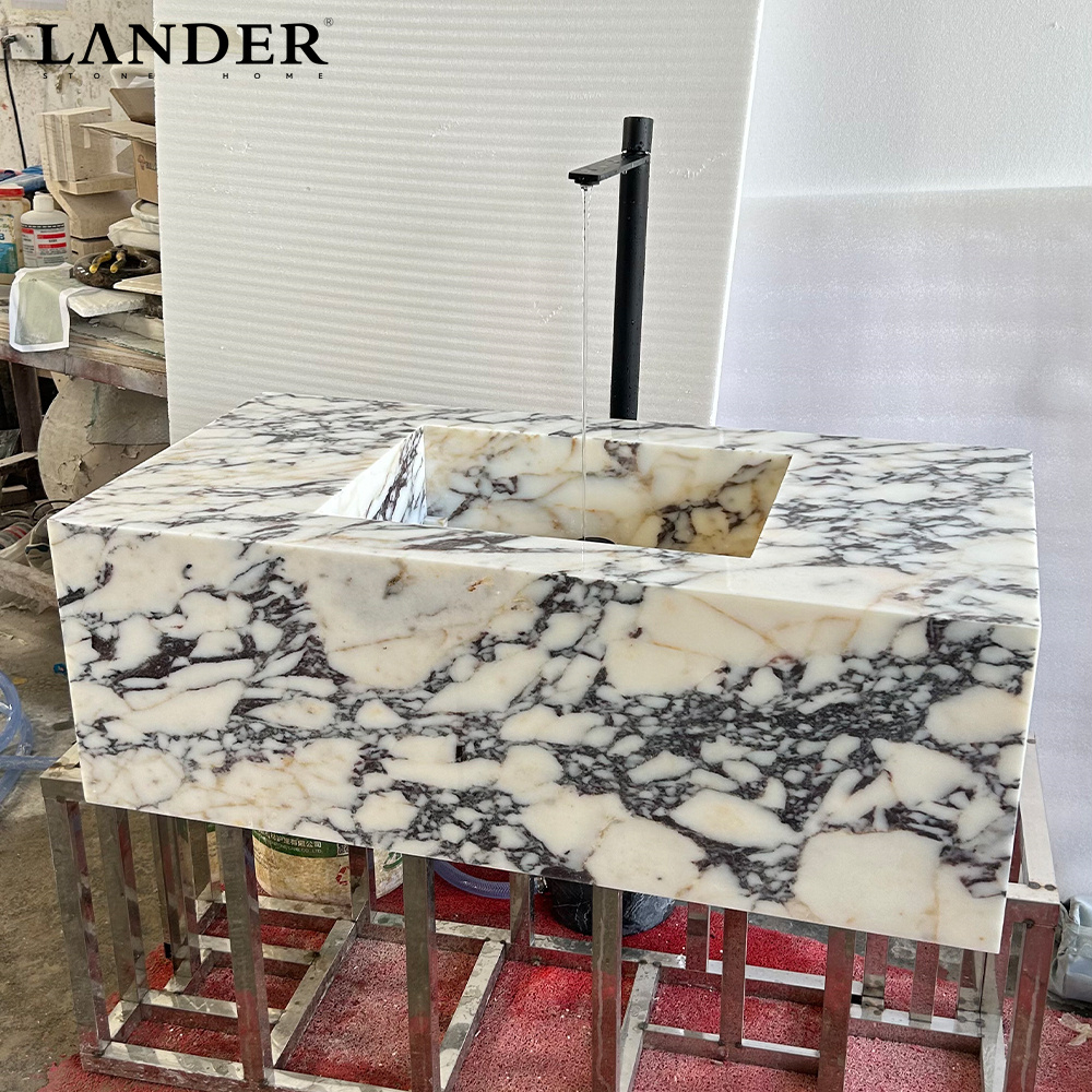 Turkish Calacatta Viola Marble Sink Wash Basin - Landerstone throughout Calacatta Viola Marble