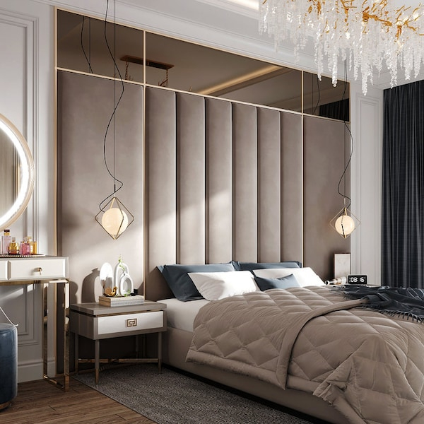 Upholstered Wall Panels - Etsy for Upholstered Wall Panels Bedroom