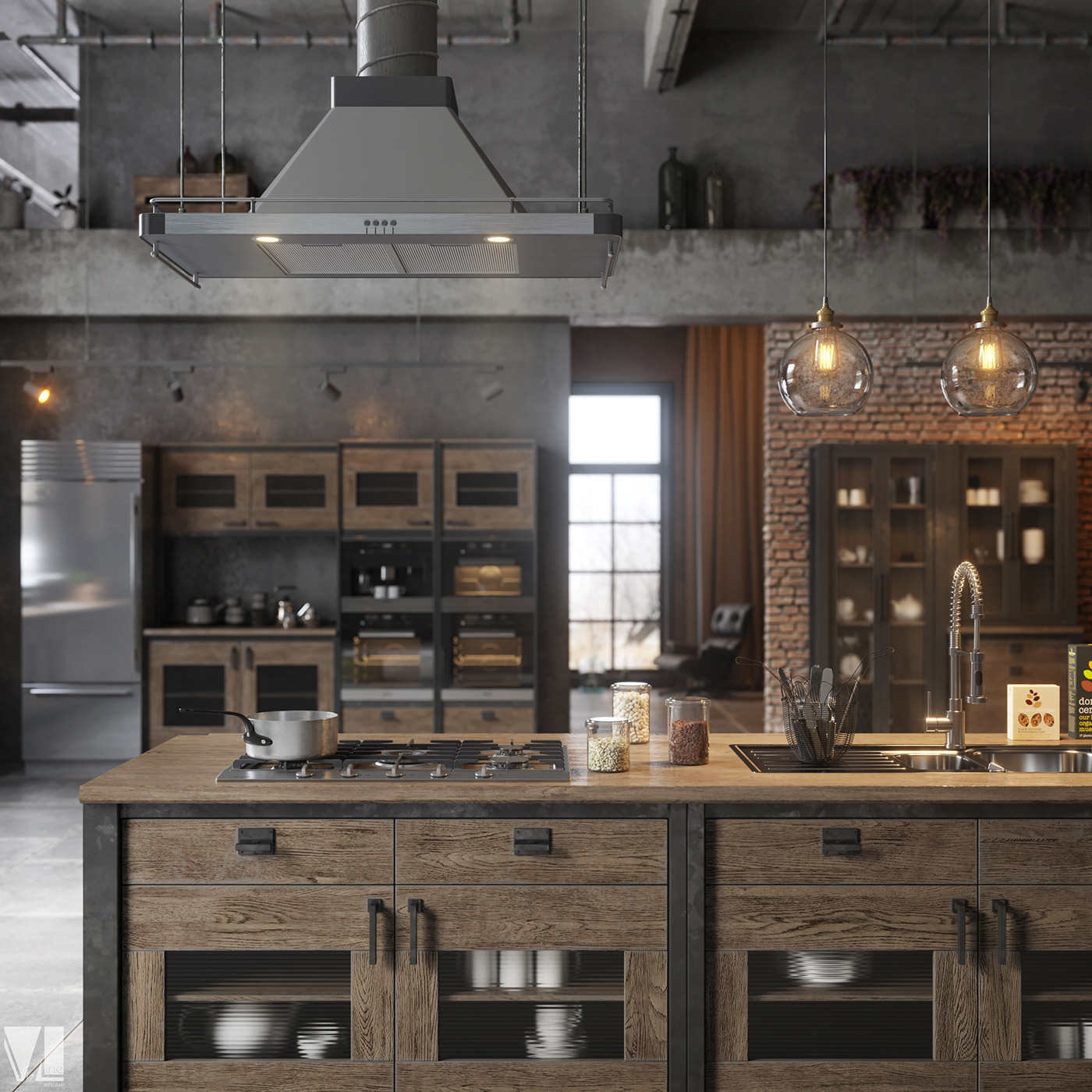 Various Loft Kitchen Designs On Behance for Practical ways to achieve an authentic loft style in any sized kitchen