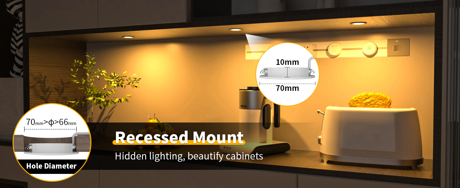 Wobane Led Puck Lights,Hardwired Under Cabinet Lighting With Switch,Diy ... with regard to Battery Operated Picture Lights