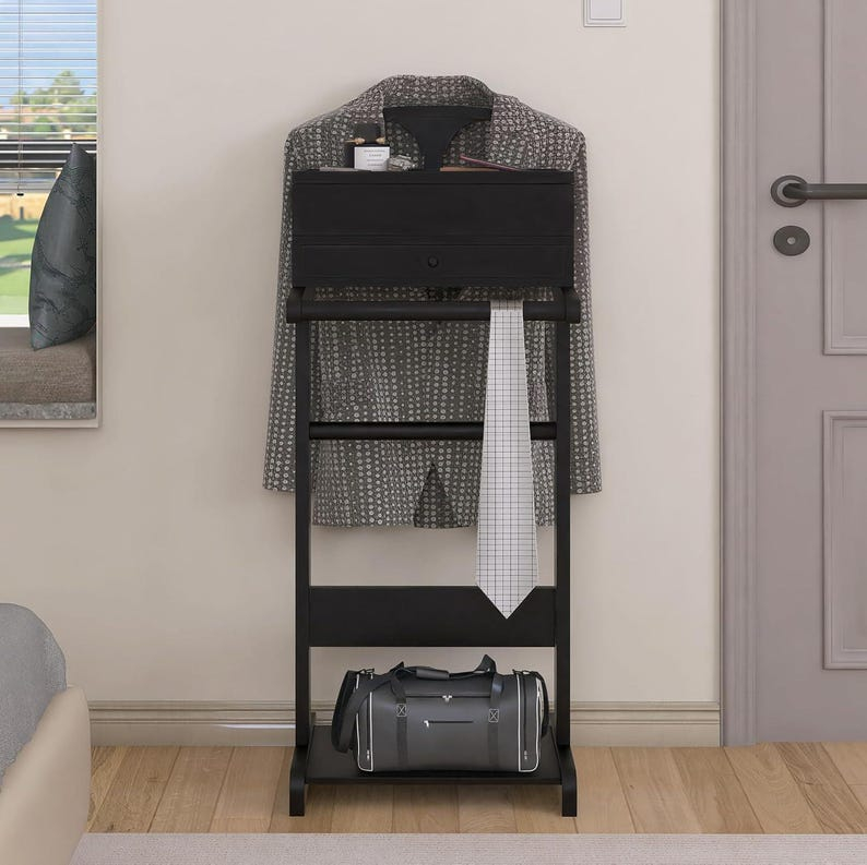 Wooden Valet Stand For Men & Women, Clothing Rack With Drawer, Shoe ... pertaining to Why a Bedroom Valet Stand Is the Secret to Starting Your Day Calmly in 2026