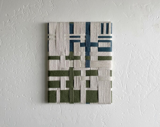 Woven Canvas 7, Woven Green And Blue Wall Art, Textile Wall Art, Woven ... with regard to Why Woven Art Is Replacing Canvas in 2026 Interiors