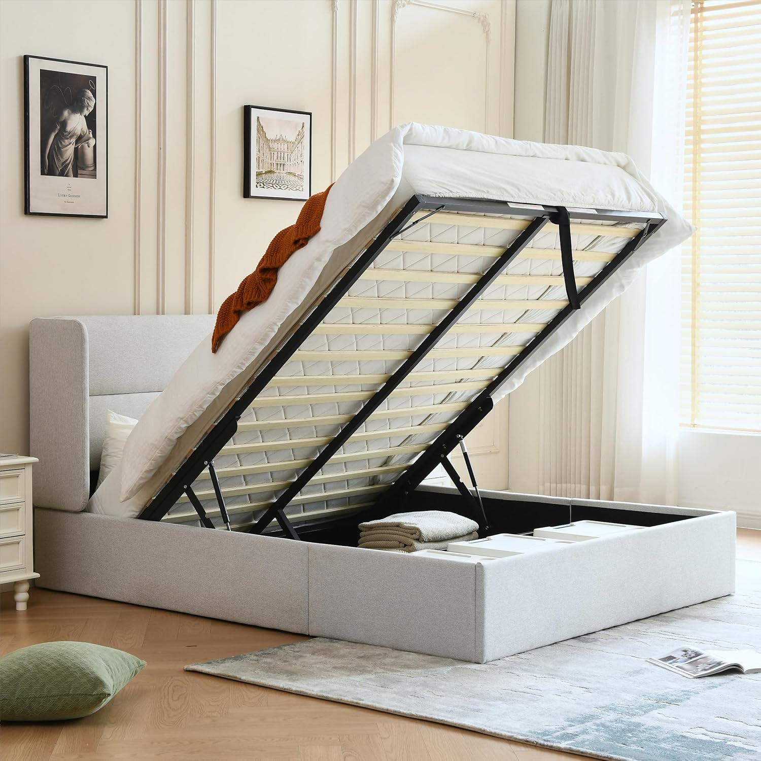 Yuhuashi Full Size Hydraulic Lift Bed Frame, Huge Storage Space ... with The Real Pros and Cons of Investing in a Hydraulic Storage Bed Frame