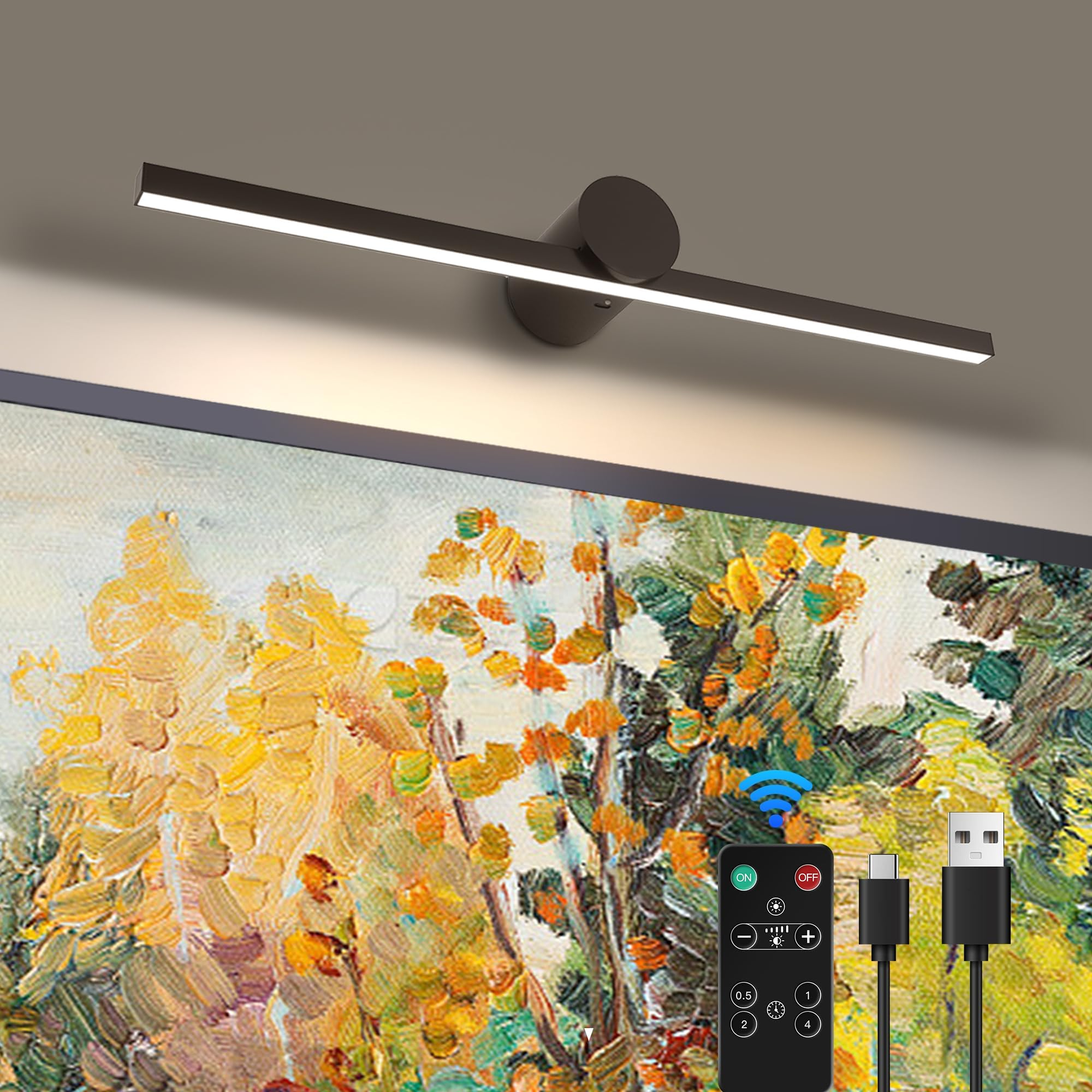 Zitostory Battery Operated Picture Light With Remote,Wireless Dimmable ... within Battery Operated Picture Lights