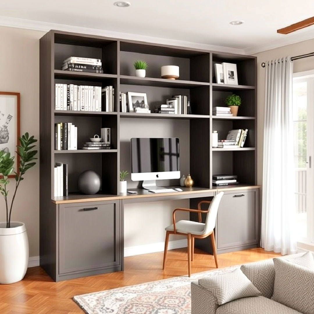 30 Desk In Living Room Ideas For A Seamless Look with Built In Furniture Design