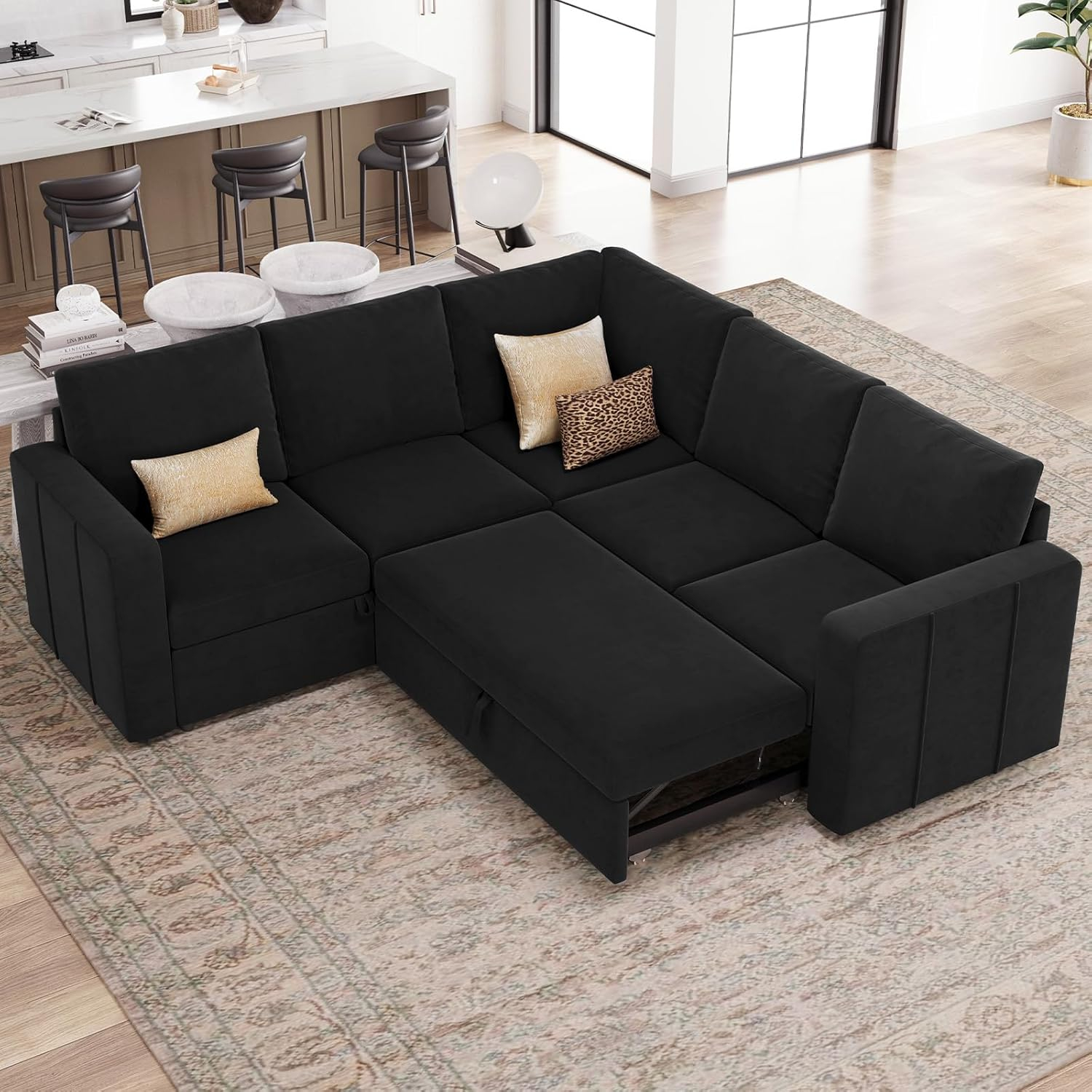 Amazon.com: Belffin Modular Sectional Sleeper Sofa With Pull Out Couch ... with regard to Why Your Small Apartment Needs a Modular Sectional with a Pull Out Bed