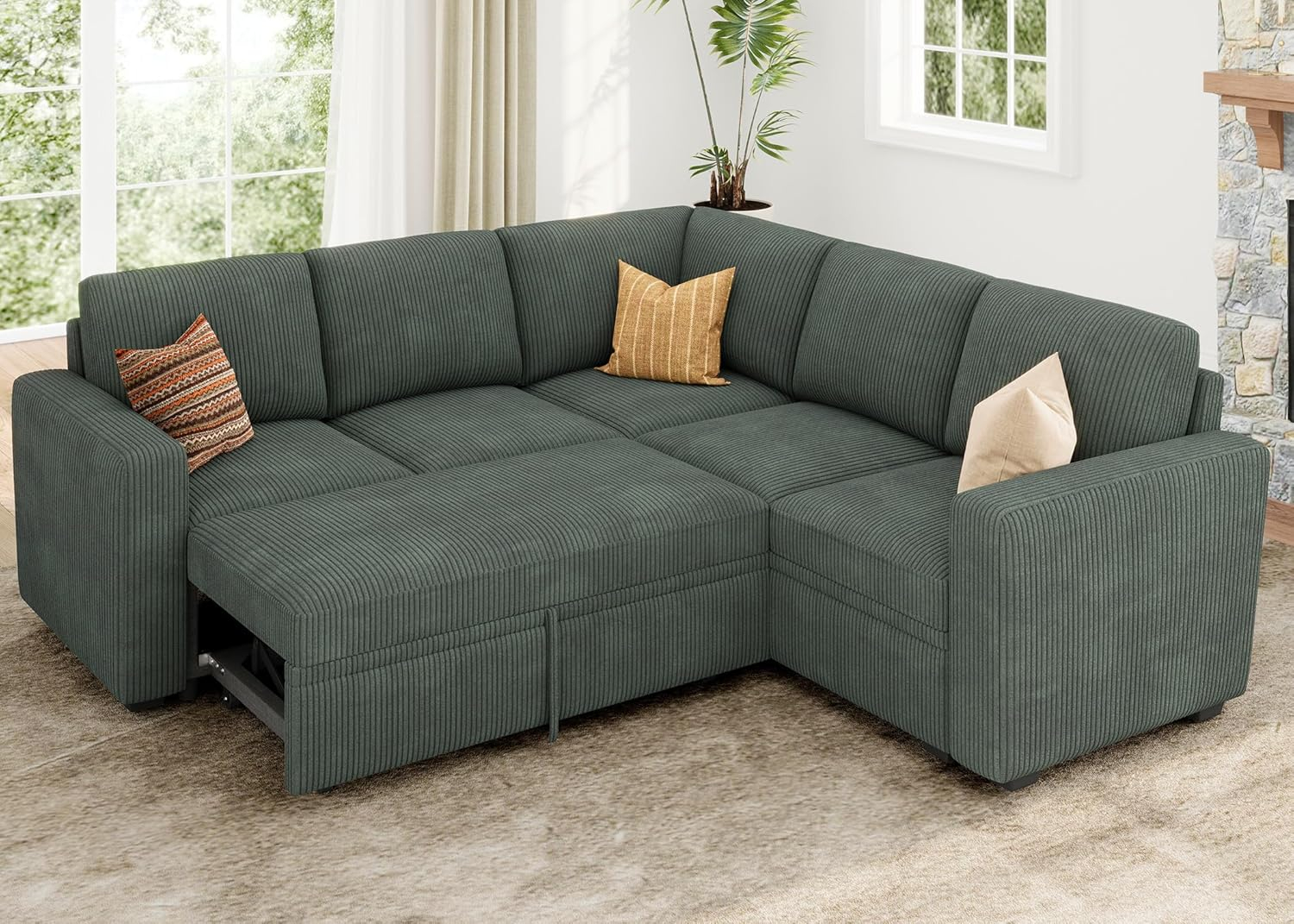 Amazon.com: Honbay Modular Sectional Sleeper Sofa With Pull Out Bed ... with regard to Why Your Small Apartment Needs a Modular Sectional with a Pull Out Bed