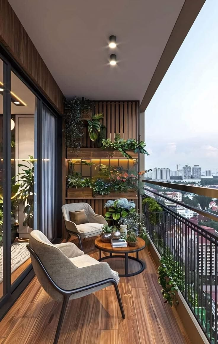 Cozy Balcony Setup With Plants And Furniture | Apartments With Big ... within Balcony Design Small Apartment