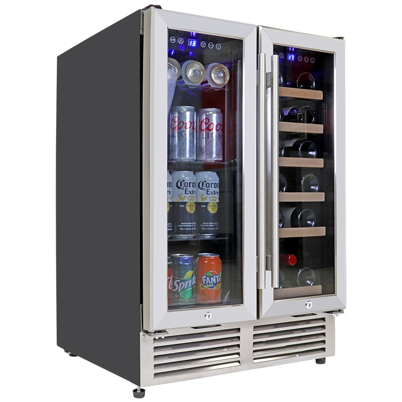 Koolatron 24 In Built-In Dual Zone Under-Counter Front-Venting French ... regarding Wine Fridge Built In Cabinet