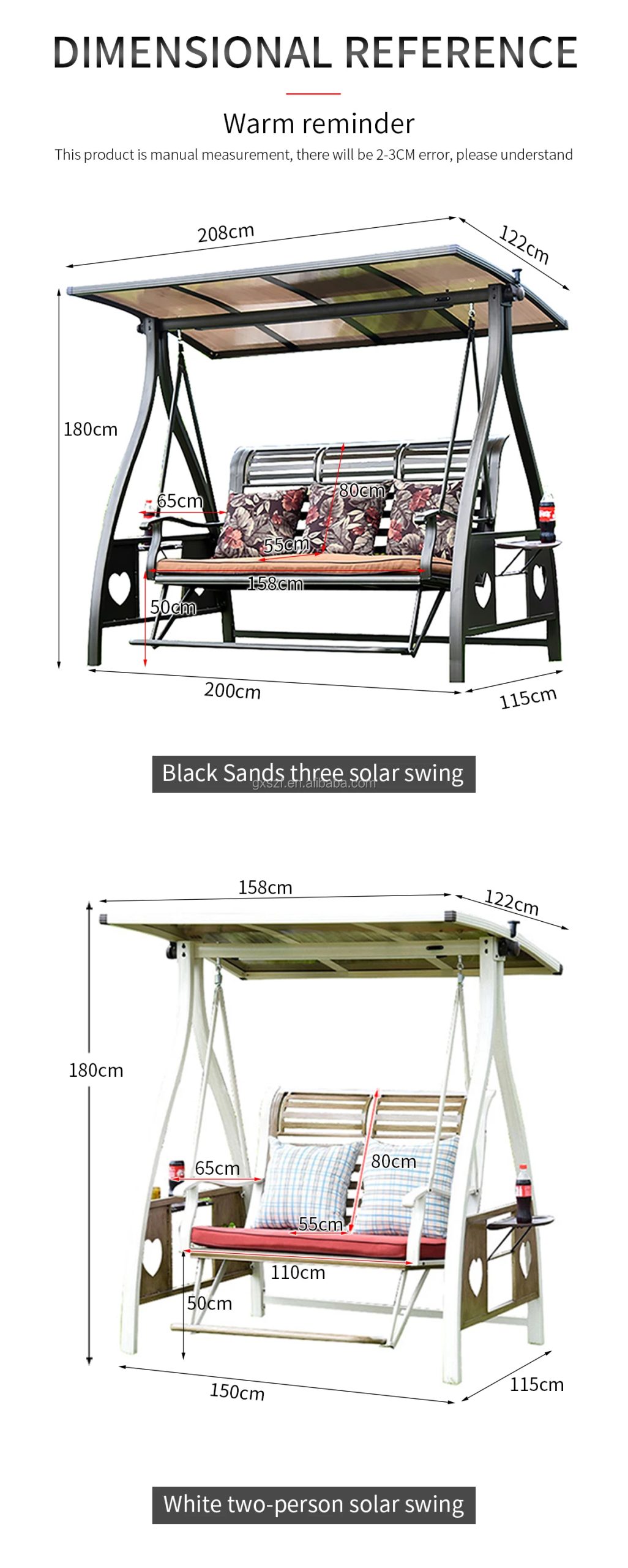 Modern Luxury Outdoor Swing Bed Villa Garden Courtyard Metal Multiple ... in The Ultimate Guide to Choosing the Right Size for Your Outdoor Swing Bed
