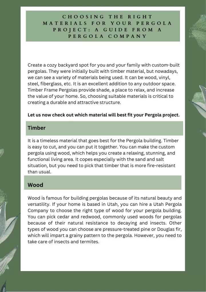 The complete guide to choosing the right materials for your 2026 ...