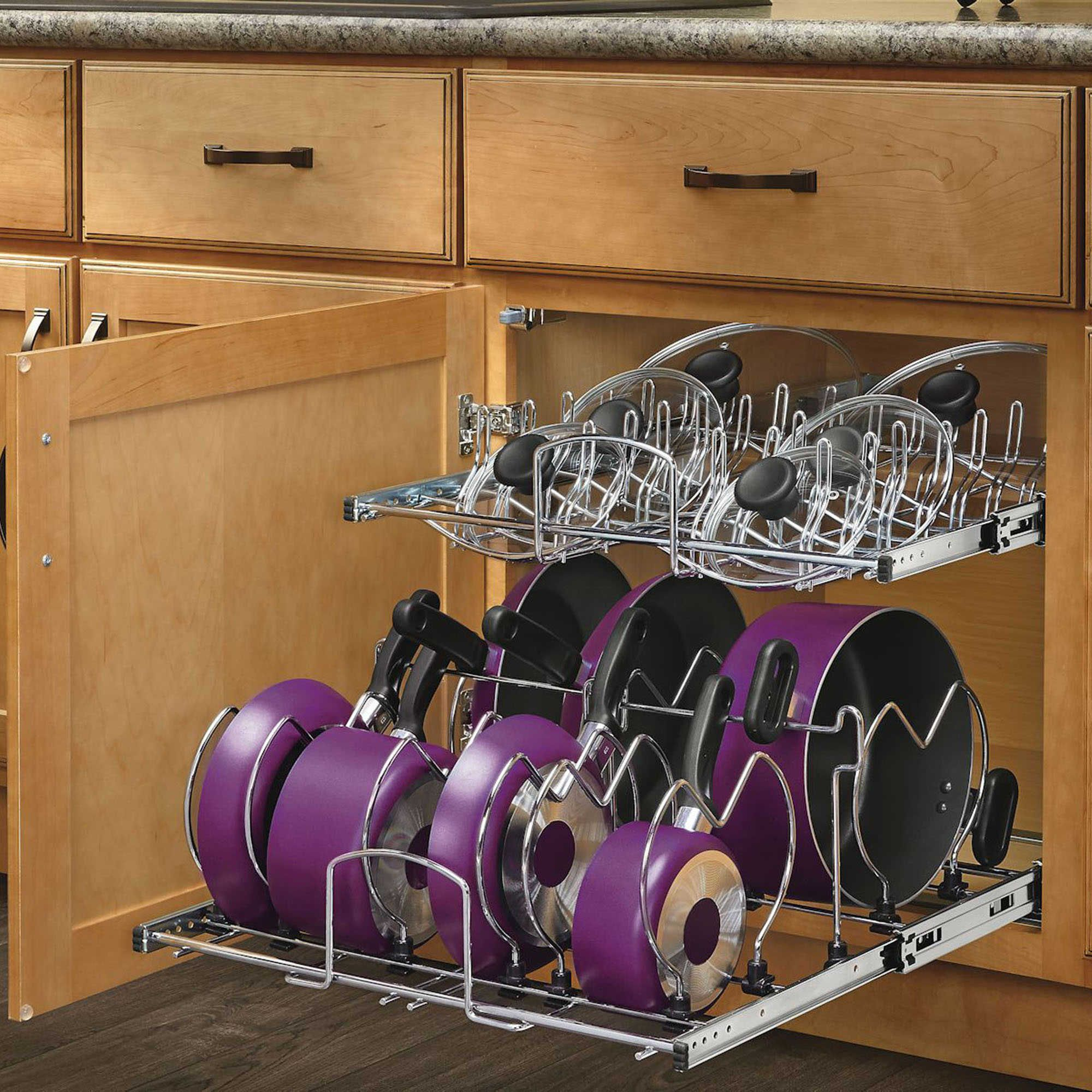 Rev-A-Shelf 5Cw2-2122Sc-Cr Pull-Out 2-Tier Base Cookware Organizer W ... intended for Why Heavy Cookware Belongs on Pull-Out Shelves Not Spinning Trays