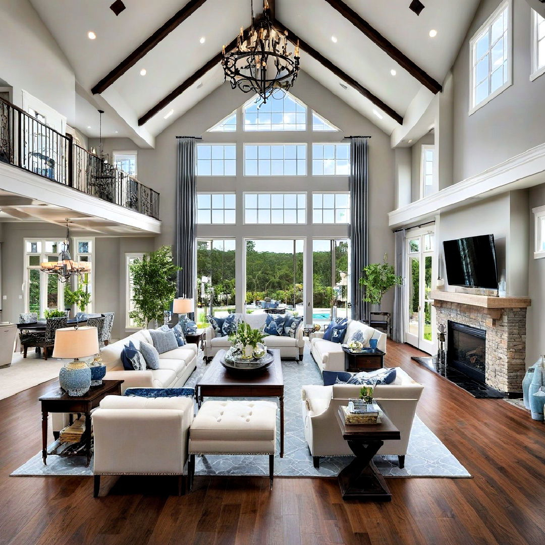 Balancing Proportions in Open Floor Plans With Sky High Ceilings