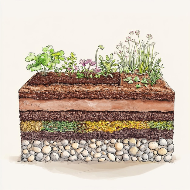 Cross Section Landscape Bed Detailed Cross Section Of Raised Bed Model in Garden Mulch Guide