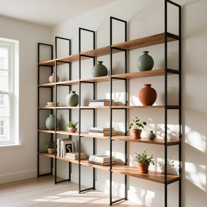 Free Geometric Display Shelving Image - Shelving, Modern, Geometric ... inside Modern Minimalist Strategies for Balancing Art and Function on Open Shelving