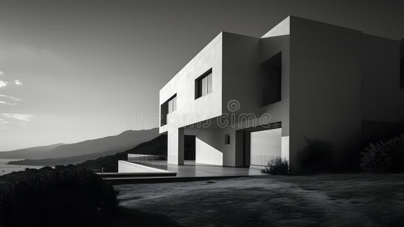 Modern Architecture In Monochrome. Created With Generative Ai Stock ... pertaining to How Monochrome Architecture Transforms Small Apartments Into Expansive Sanctuaries