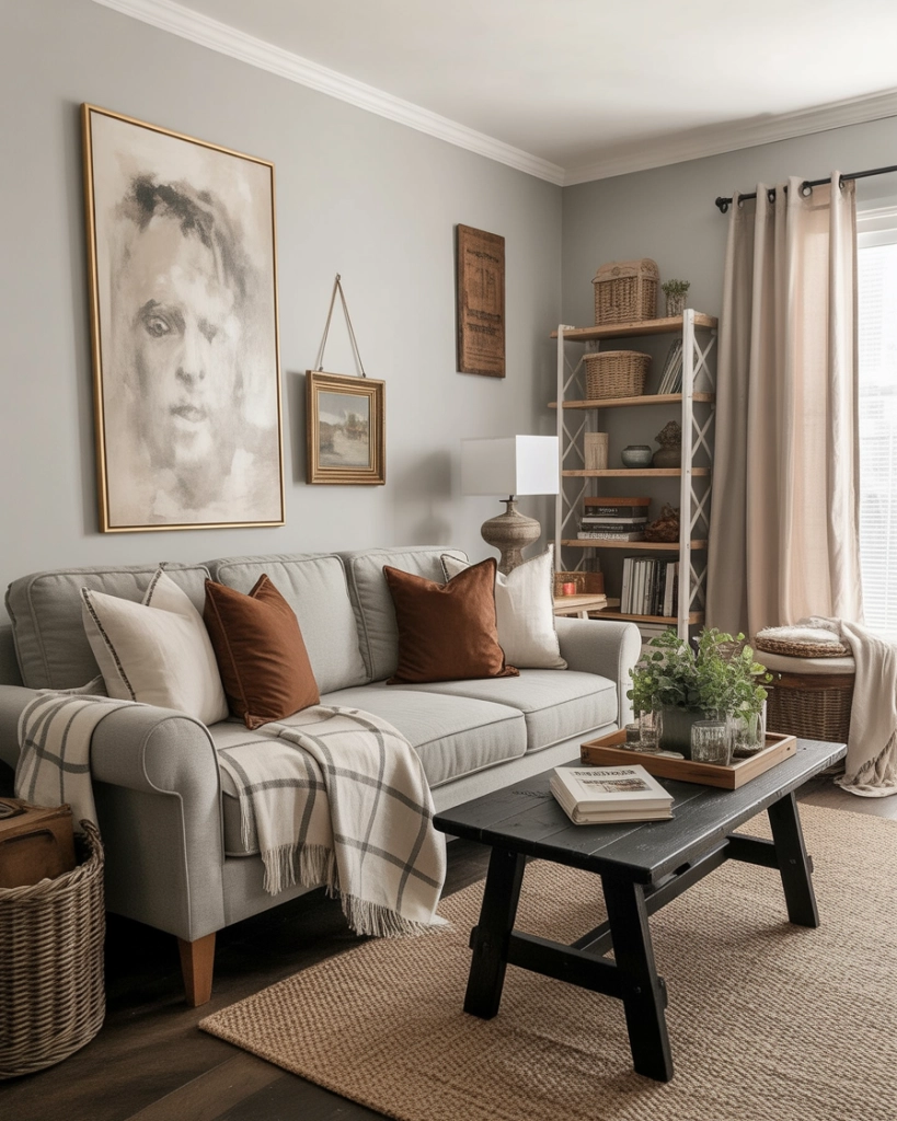 Gray Living Room Ideas 2025 With Cozy, Modern, And Pop Of Color Decor ... pertaining to Moving Beyond All-Gray Decor by Embracing Warmth with Amber and Jewel Hues