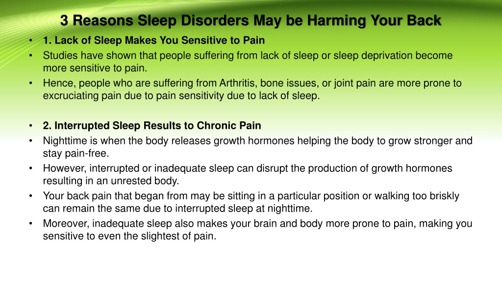 Ppt - 3 Reasons Sleep Disorder May Be Harming Your Back Powerpoint ... inside Best Mattress For Back Pain