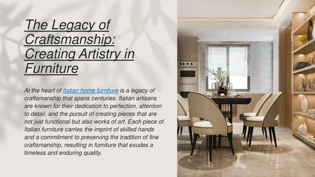 Ppt - Italian Home Furniture Enhancing Interiors With Timeless Italian ... with Preserving Centuries Of Craftsmanship In Contemporary Italian Interiors